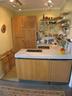 Designer kitchen with marble top.