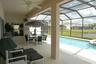 Large Pool Deck Area with Lanai, Ceiling Fan, Dining Table &