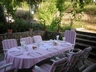 The table on the rear terrace