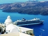 Cruise ship entering Santorini's port