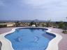 The swimming pool with the Mazzaron hills in the distance